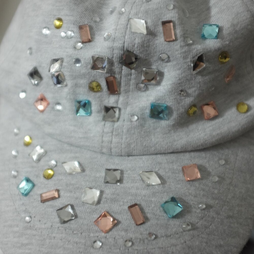 Target Girls Gray Multicolored Rhinestone Adjustable Hat Cap - Picture 4 of 7